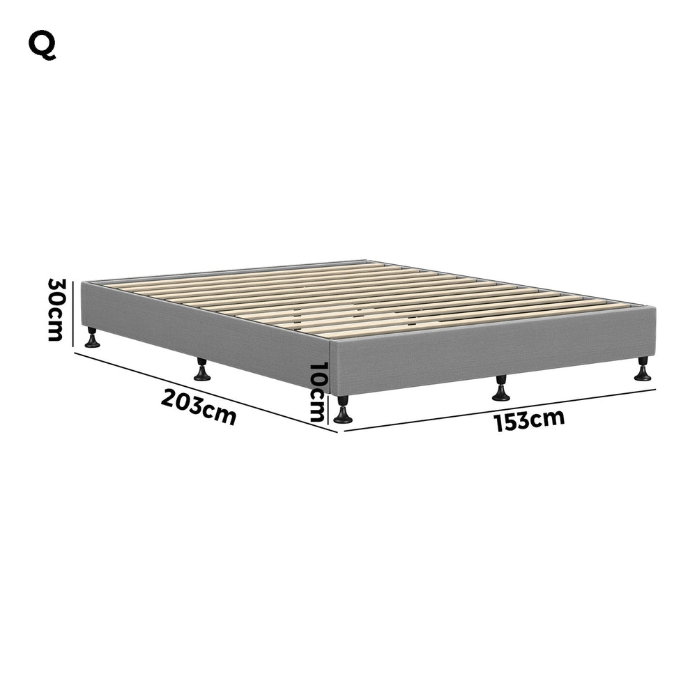 Oikiture Bed Frame Queen Size Bed Base Platform Grey-Bed Frames-PEROZ Accessories