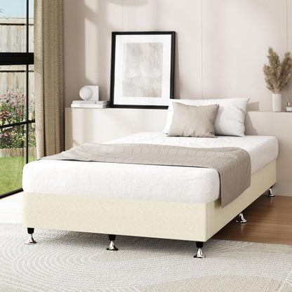 Oikiture Bed Frame Single Size Bed Base Platform Beige-Bed Frames-PEROZ Accessories