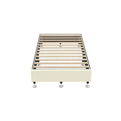 Oikiture Bed Frame Single Size Bed Base Platform Beige-Bed Frames-PEROZ Accessories