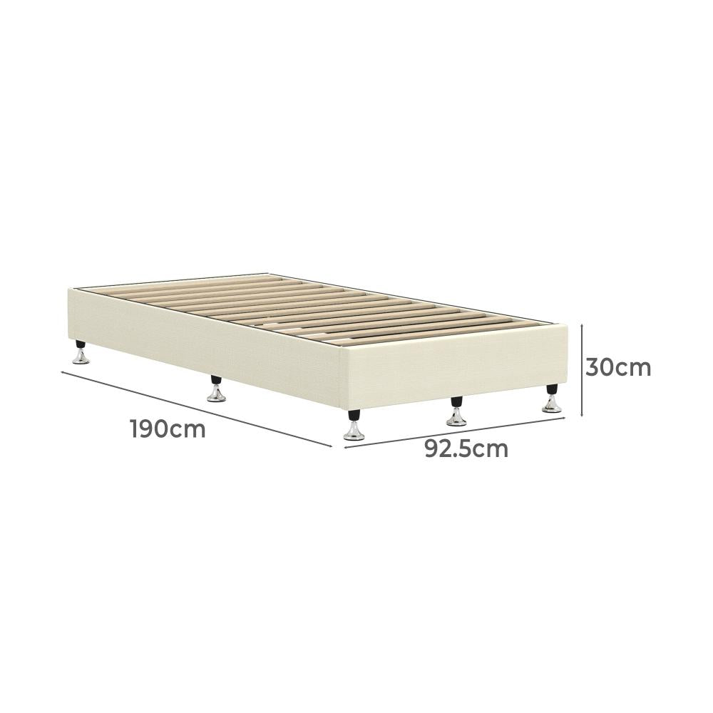 Oikiture Bed Frame Single Size Bed Base Platform Beige-Bed Frames-PEROZ Accessories