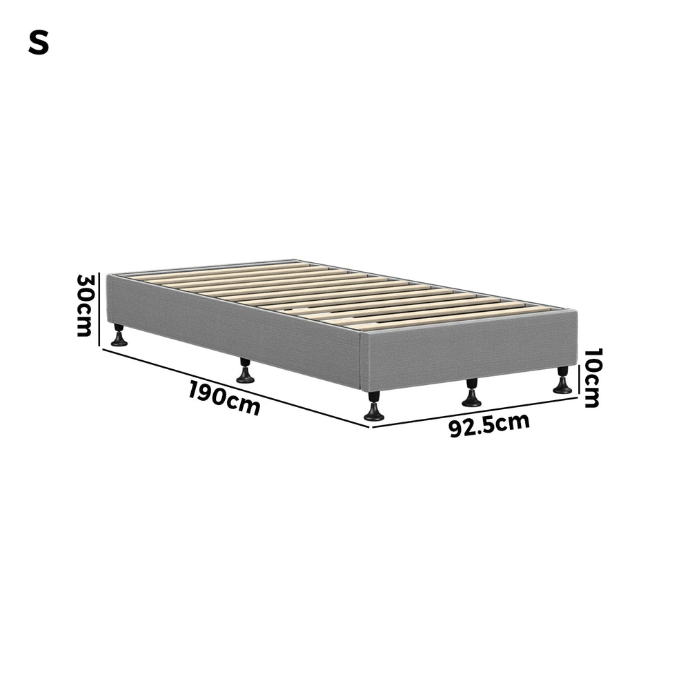 Oikiture Bed Frame Single Size Bed Base Platform Grey-Bed Frames-PEROZ Accessories