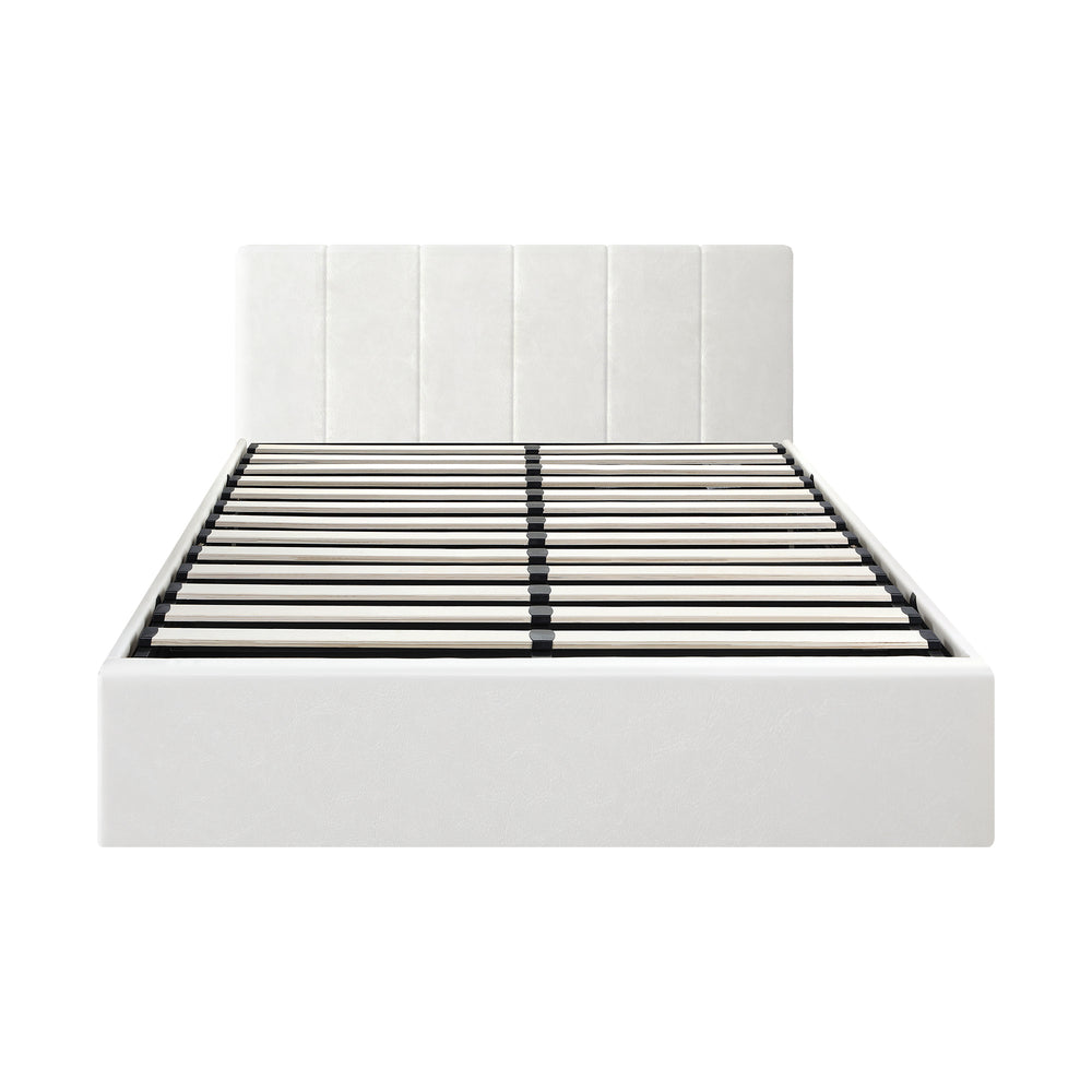 Oikiture Bed Frame Double Size Gas Lift Base PU Leather ZOE-Bed Frame-PEROZ Accessories