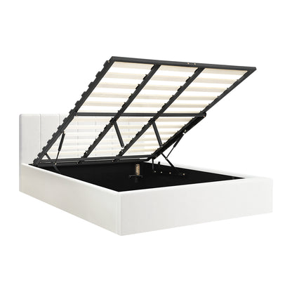 Oikiture Bed Frame King Size Gas Lift Base PU Leather ZOE-Bed Frame-PEROZ Accessories