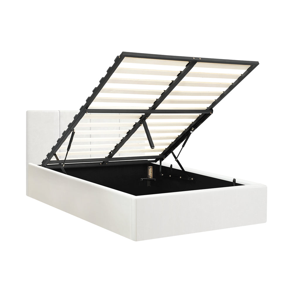 Oikiture Bed Frame King Single Gas Lift Base PU Leather ZOE-Bed Frame-PEROZ Accessories