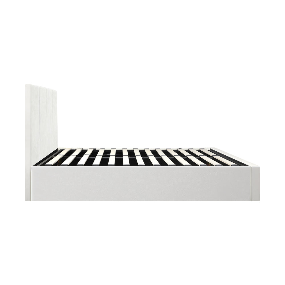 Oikiture Bed Frame King Single Gas Lift Base PU Leather ZOE-Bed Frame-PEROZ Accessories