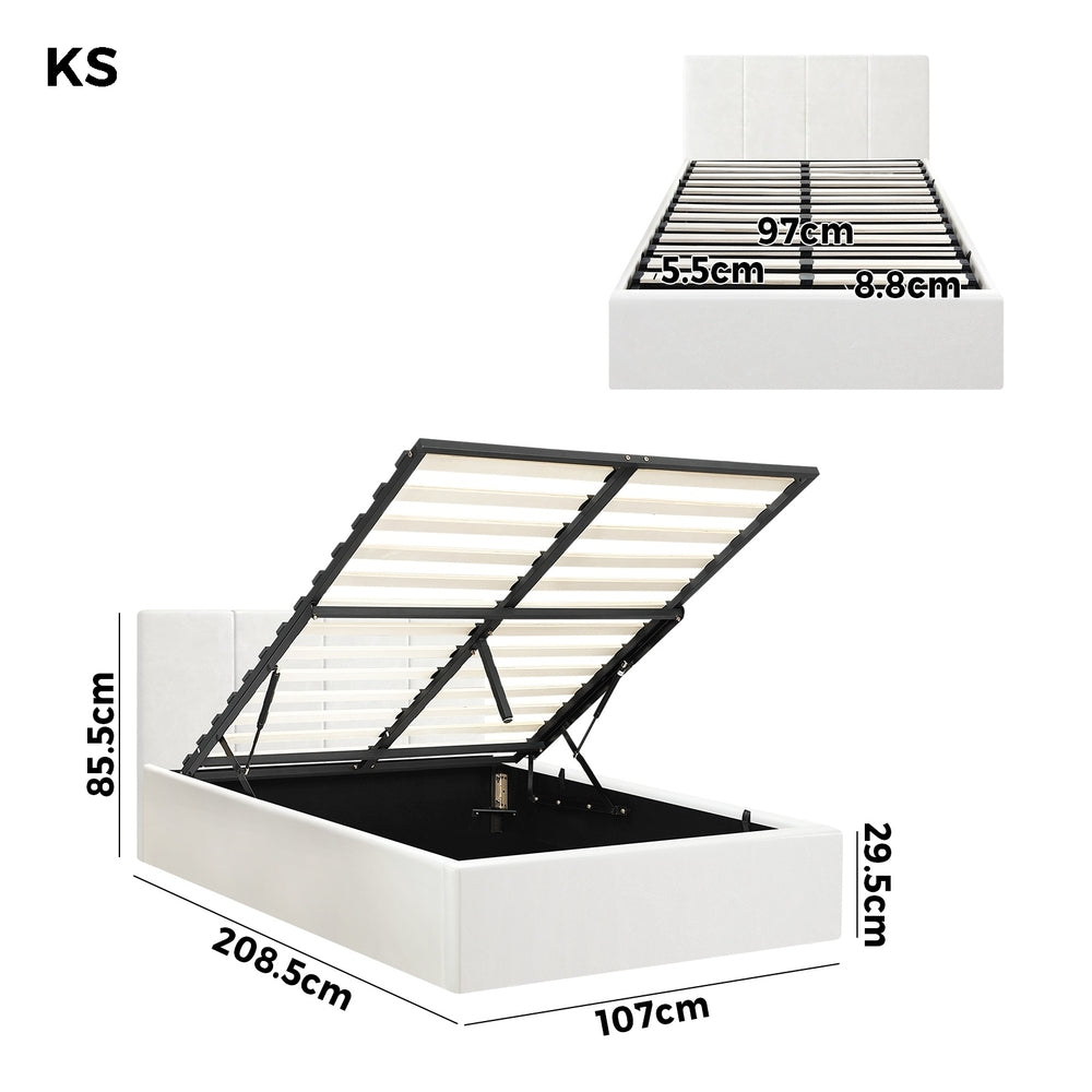 Oikiture Bed Frame King Single Gas Lift Base PU Leather ZOE-Bed Frame-PEROZ Accessories