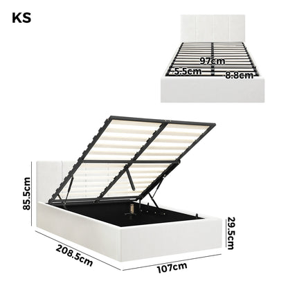 Oikiture Bed Frame King Single Gas Lift Base PU Leather ZOE-Bed Frame-PEROZ Accessories