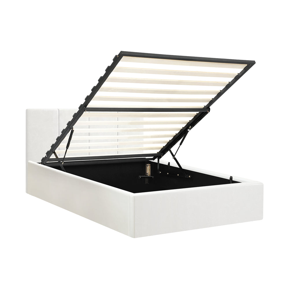 Oikiture Bed Frame Single Size Gas Lift Base PU Leather ZOE-Bed Frame-PEROZ Accessories