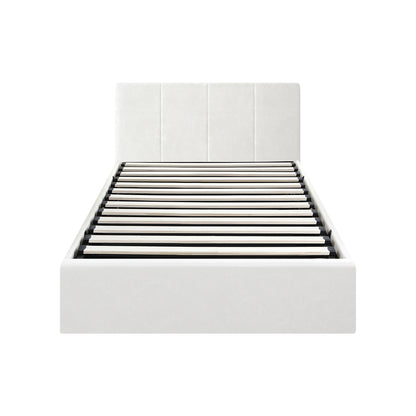 Oikiture Bed Frame Single Size Gas Lift Base PU Leather ZOE-Bed Frame-PEROZ Accessories