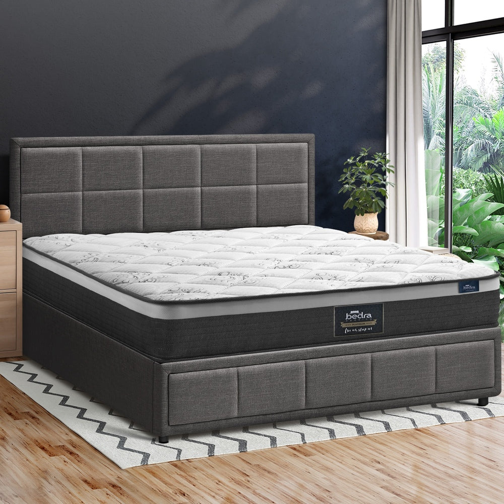 Oikiture Bed Frame With Mattress Set Double Size Gas Lift Grey BOSS-Bed Frame-PEROZ Accessories