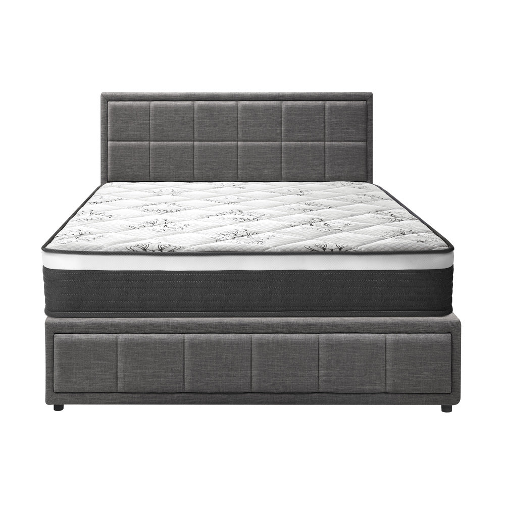 Oikiture Bed Frame With Mattress Set King Size Gas Lift Grey BOSS-Bed Frame-PEROZ Accessories