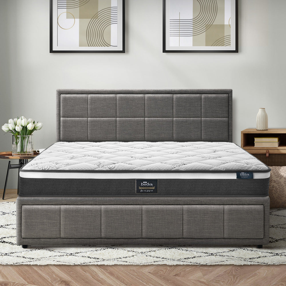 Oikiture Bed Frame With Mattress Set King Size Gas Lift Grey BOSS-Bed Frame-PEROZ Accessories