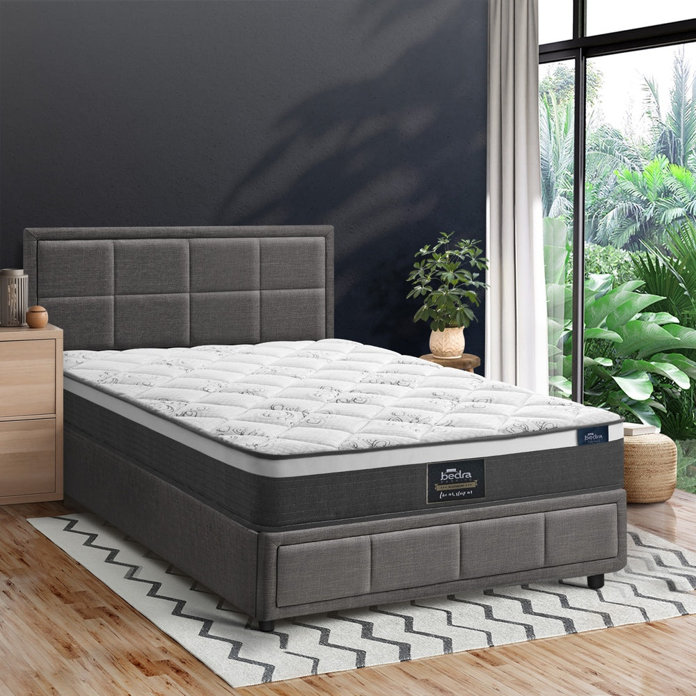 Oikiture Bed Frame With Mattress Set King Single Gas Lift Grey BOSS-Bed Frame-PEROZ Accessories