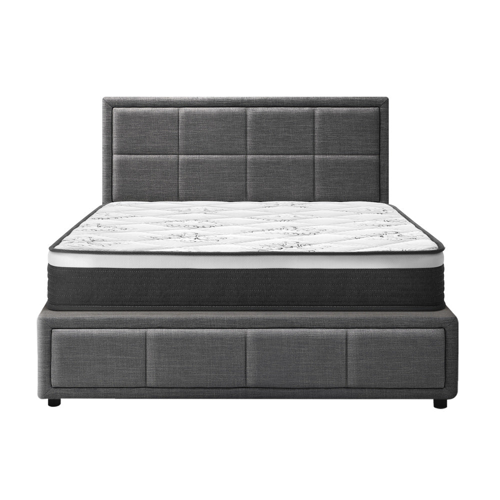 Oikiture Bed Frame With Mattress Set King Single Gas Lift Grey BOSS-Bed Frame-PEROZ Accessories
