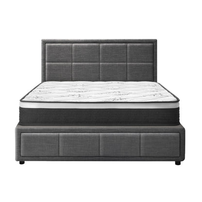 Oikiture Bed Frame With Mattress Set King Single Gas Lift Grey BOSS-Bed Frame-PEROZ Accessories
