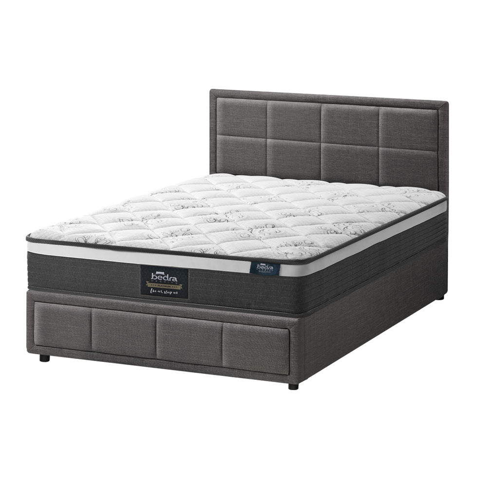 Oikiture Bed Frame With Mattress Set King Single Gas Lift Grey BOSS-Bed Frame-PEROZ Accessories