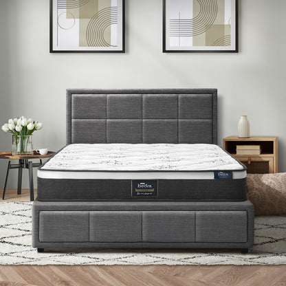 Oikiture Bed Frame With Mattress Set King Single Gas Lift Grey BOSS-Bed Frame-PEROZ Accessories