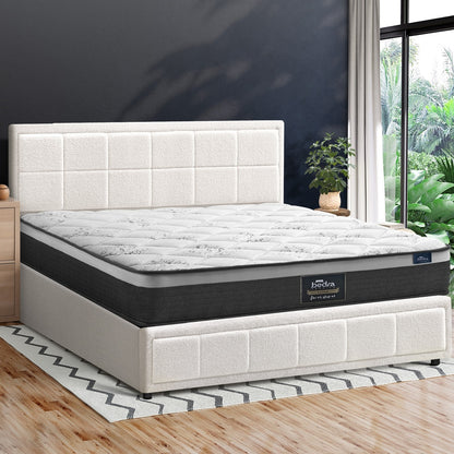 Oikiture Bed Frame With Mattress Set King Size Gas Lift White BOSS-Bed Frame-PEROZ Accessories