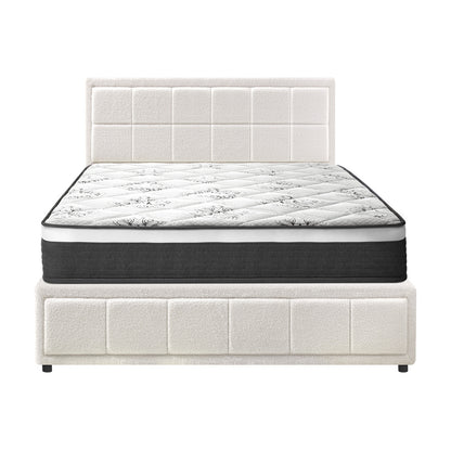 Oikiture Bed Frame With Mattress Set King Size Gas Lift White BOSS-Bed Frame-PEROZ Accessories
