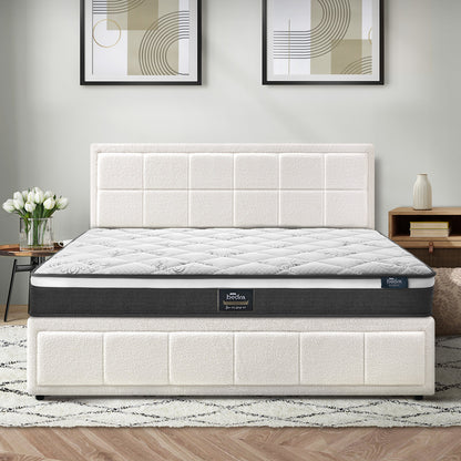 Oikiture Bed Frame With Mattress Set King Size Gas Lift White BOSS-Bed Frame-PEROZ Accessories