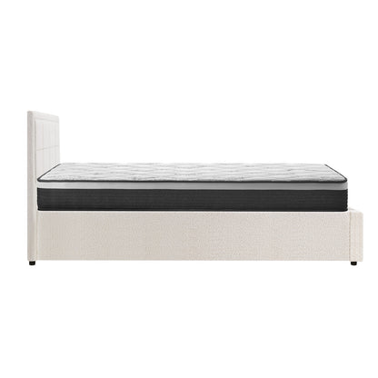 Oikiture Bed Frame With Mattress Set King Single Gas Lift White BOSS-Bed Frame-PEROZ Accessories