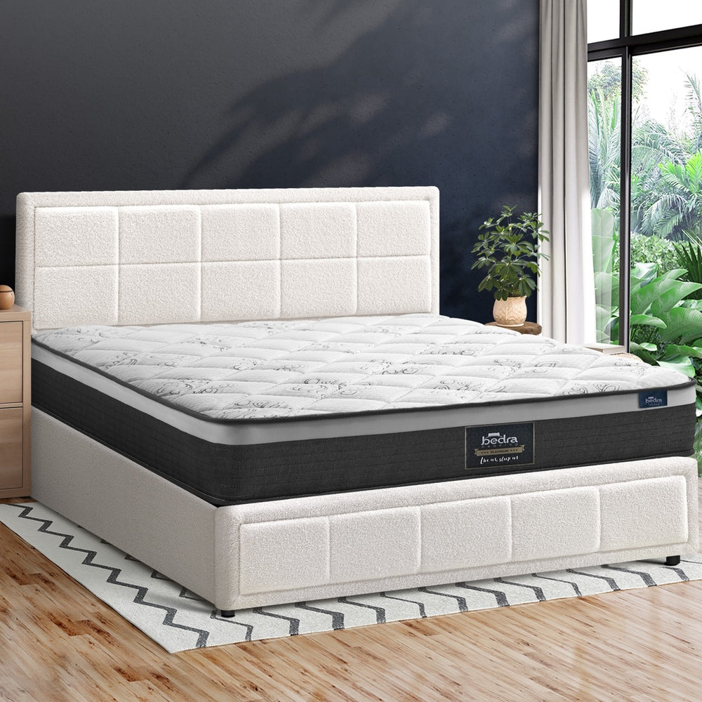 Oikiture Bed Frame With Mattress Set Queen Size Gas Lift White BOSS-Bed Frame-PEROZ Accessories