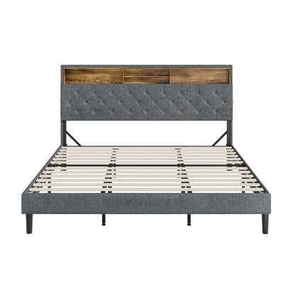 Oikiture Bed Frame with LED Storage Bedhead King Size NOVI-Bed Frame-PEROZ Accessories