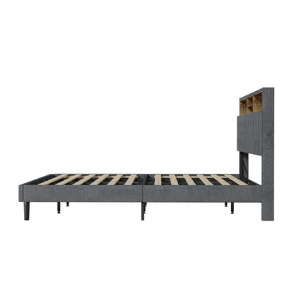 Oikiture Bed Frame with LED Storage Bedhead King Size NOVI-Bed Frame-PEROZ Accessories