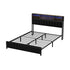 Oikiture Bed Frame Queen Size LED Storage Bedhead Leather Black-Bed Frame-PEROZ Accessories