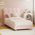 Oikiture Bed Frame Single Size Tufted Bedhead Boucle Fabric Pink-Bed Frame-PEROZ Accessories