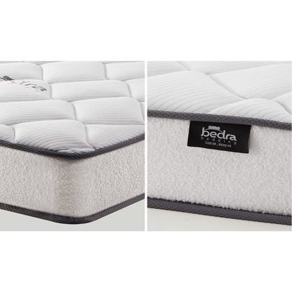 Oikiture Bed Frame with Mattress Single Size White Boucle-Bed Frame-PEROZ Accessories