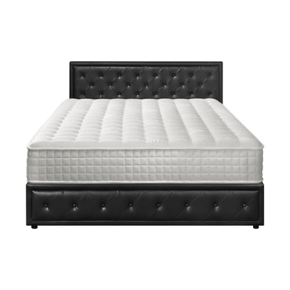 Oikiture Bed Frame with Mattress King Size Gas Lift Black Leather-Bed Frame-PEROZ Accessories