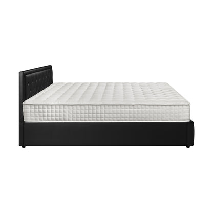 Oikiture Bed Frame with Mattress King Size Gas Lift Black Leather-Bed Frame-PEROZ Accessories