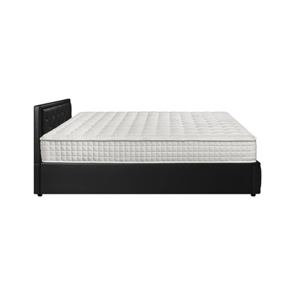 Oikiture Bed Frame with Mattress King Single Gas Lift Black Leather-Bed Frame-PEROZ Accessories