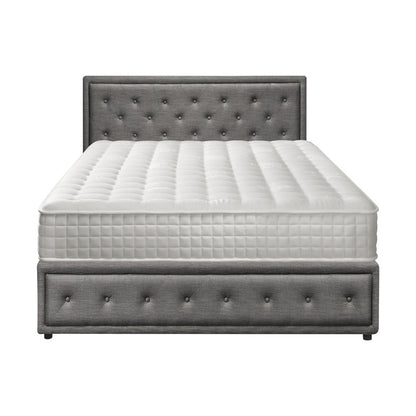 Oikiture Bed Frame with Mattress King Size Gas Lift Grey Fabric-Bed Frame-PEROZ Accessories