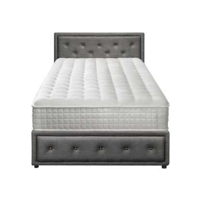 Oikiture Bed Frame with Mattress King Single Gas Lift Grey Fabric-Bed Frame-PEROZ Accessories