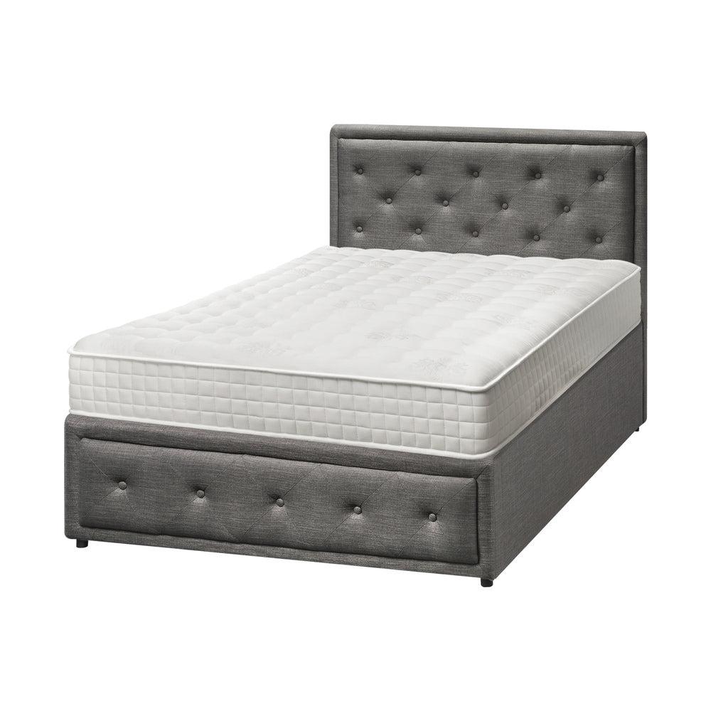 Oikiture Bed Frame with Mattress King Single Gas Lift Grey Fabric-Bed Frame-PEROZ Accessories