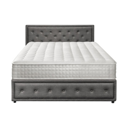 Oikiture Bed Frame with Mattress Queen Size Gas Lift Grey Fabric-Bed Frame-PEROZ Accessories