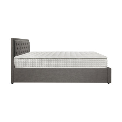 Oikiture Bed Frame with Mattress Queen Size Gas Lift Grey Fabric-Bed Frame-PEROZ Accessories