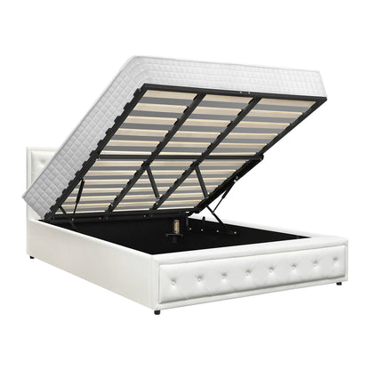 Oikiture Bed Frame with Mattress King Size Gas Lift White-Bed Frame-PEROZ Accessories
