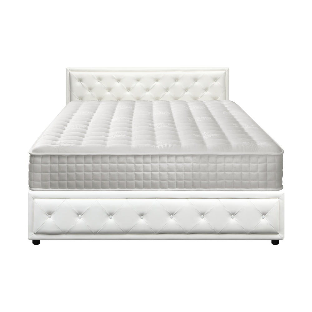 Oikiture Bed Frame with Mattress King Size Gas Lift White-Bed Frame-PEROZ Accessories