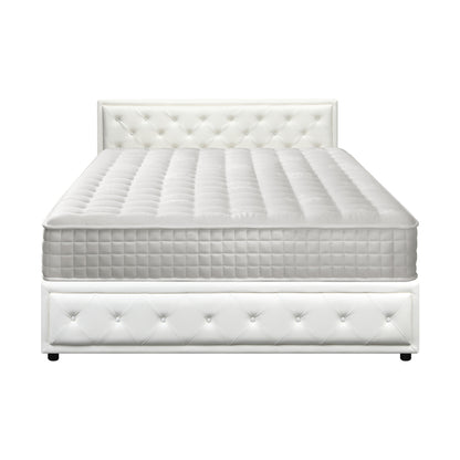 Oikiture Bed Frame with Mattress King Size Gas Lift White-Bed Frame-PEROZ Accessories