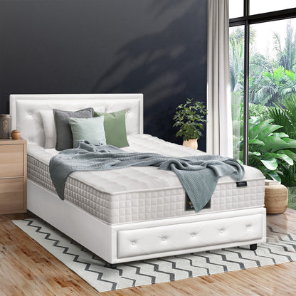 Oikiture Bed Frame with Mattress King Single Gas Lift White-Bed Frame-PEROZ Accessories