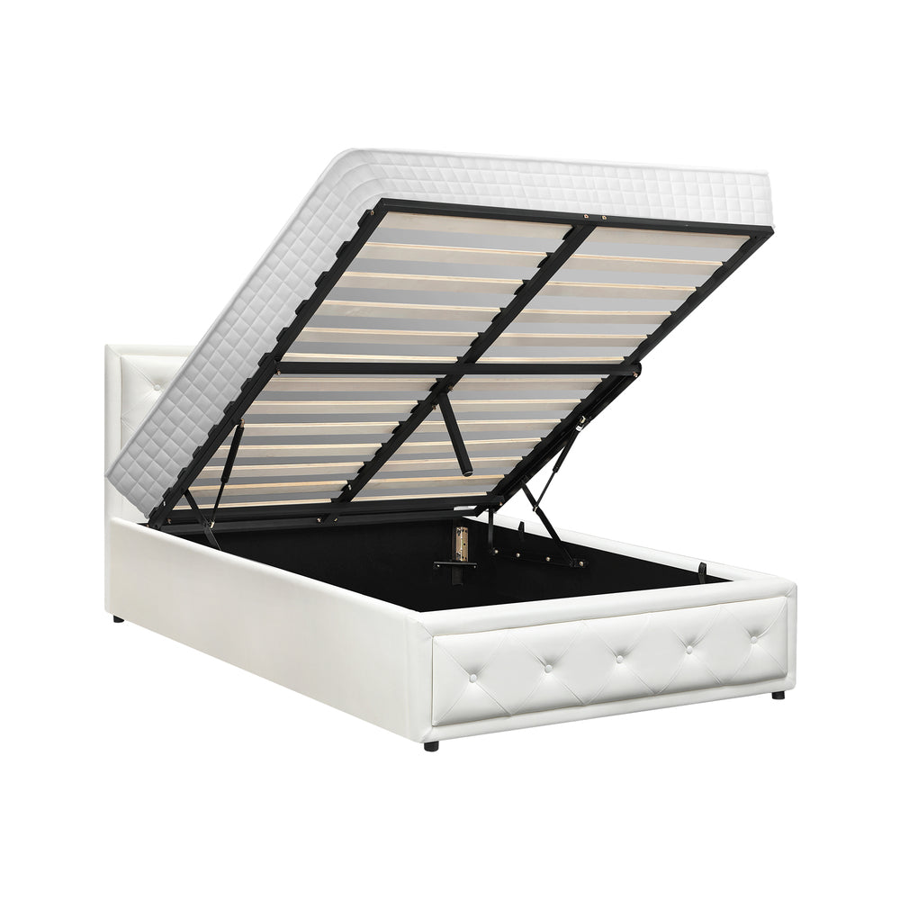 Oikiture Bed Frame with Mattress King Single Gas Lift White-Bed Frame-PEROZ Accessories