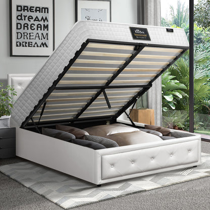 Oikiture Bed Frame with Mattress King Single Gas Lift White-Bed Frame-PEROZ Accessories