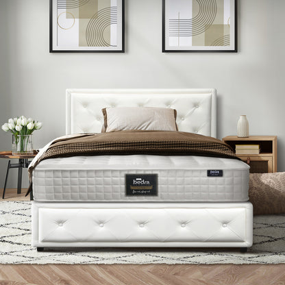 Oikiture Bed Frame with Mattress King Single Gas Lift White-Bed Frame-PEROZ Accessories