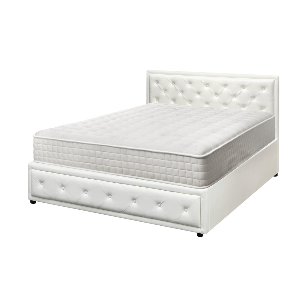 Oikiture Bed Frame with Mattress Queen Size Gas Lift White-Bed Frame-PEROZ Accessories