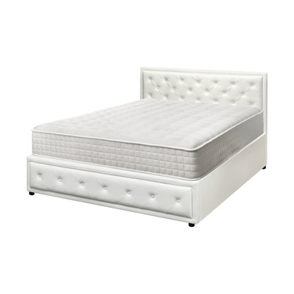 Oikiture Bed Frame with Mattress Queen Size Gas Lift White-Bed Frame-PEROZ Accessories