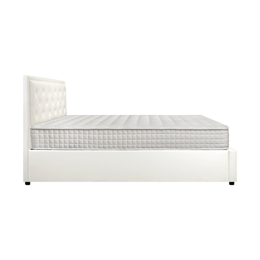 Oikiture Bed Frame with Mattress Queen Size Gas Lift White-Bed Frame-PEROZ Accessories