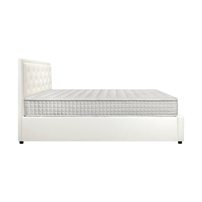 Oikiture Bed Frame with Mattress Queen Size Gas Lift White-Bed Frame-PEROZ Accessories